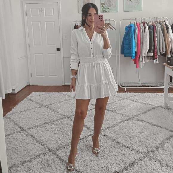 Zara Dresses & Skirts - Zara White Linen Blend Long Sleeve Mini Dress New Size M